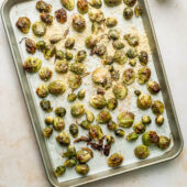 roasted brussels sprouts on sheet pan