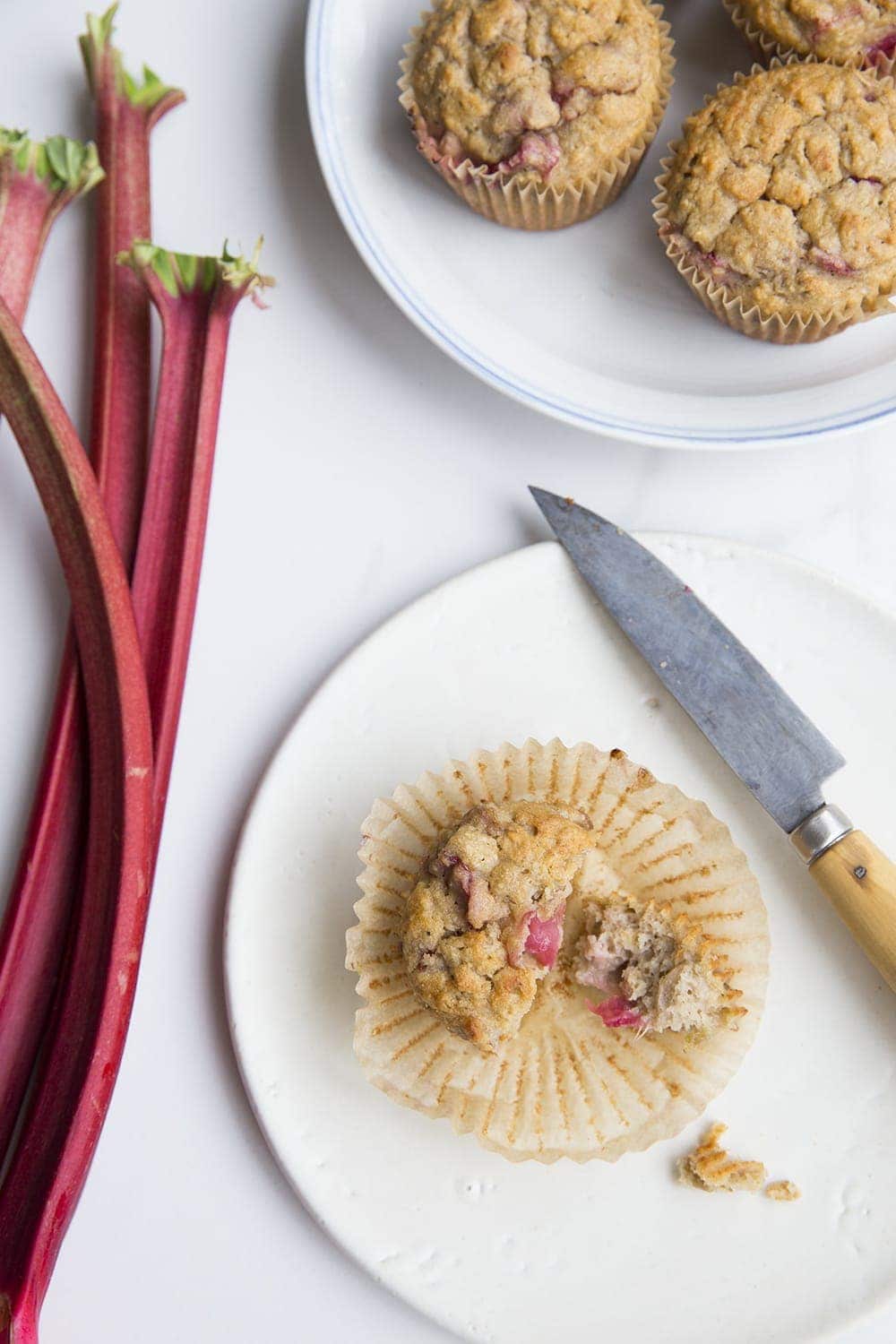 Roasted Rhubarb Spice Muffins