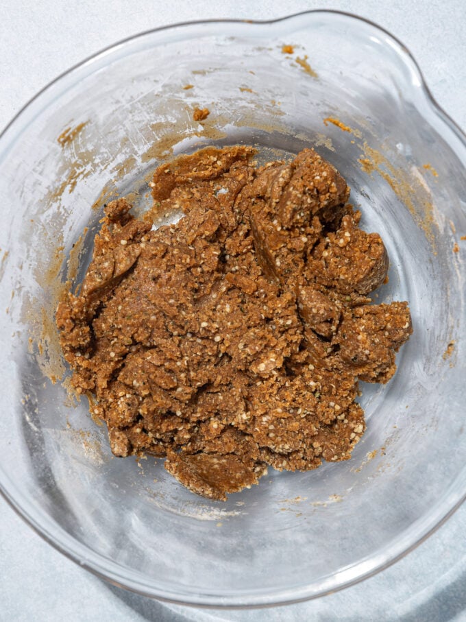 bowl of peanut butter hemp cookie batter