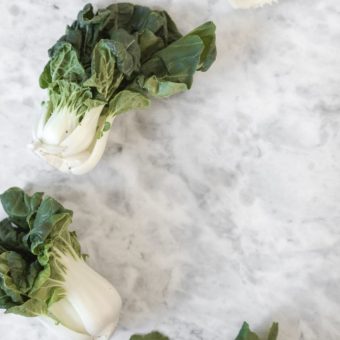 baby bok choy on marble