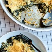 bowl and fork with kale gratin