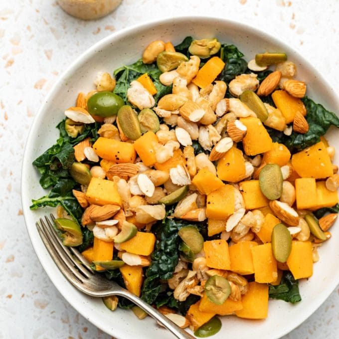 Vegan Butternut Squash Kale Salad Desiree Nielsen