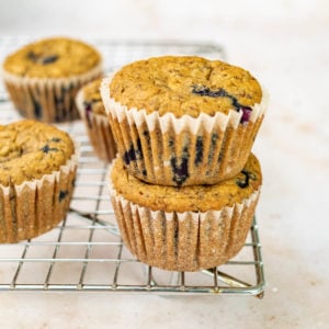 Closeup of Dietician Desiree Nielsen's Blueberry Muffins