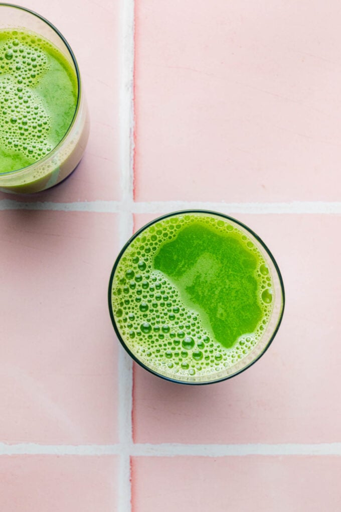 green blender juice in glass