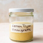 lemon dijon dressing in glass jar