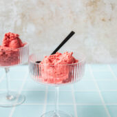 strawberry sorbet in glasses