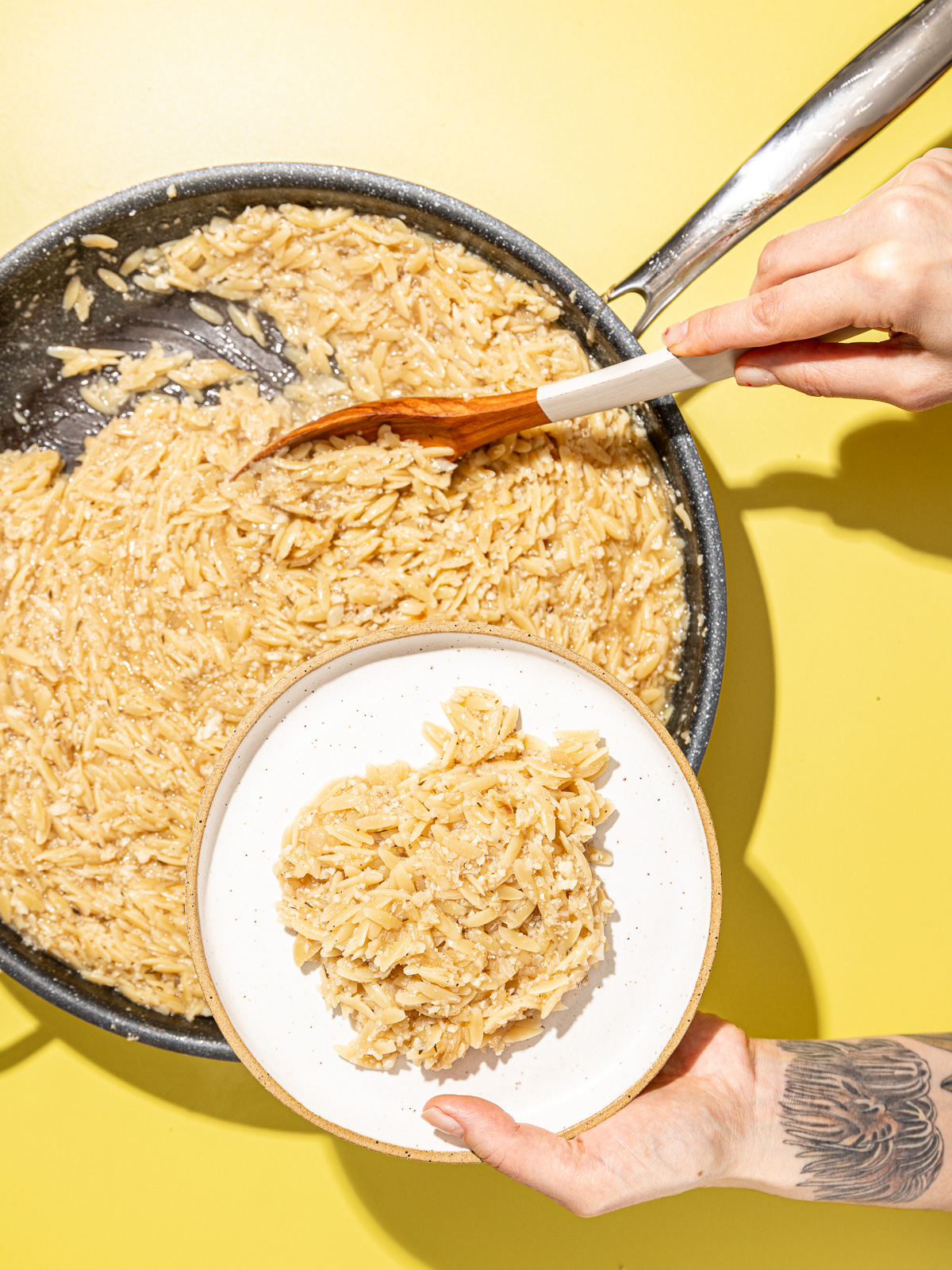 Vegan Orzo Skillet with Charred Lemon