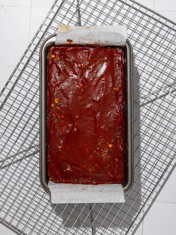 vegan meatloaf in pan