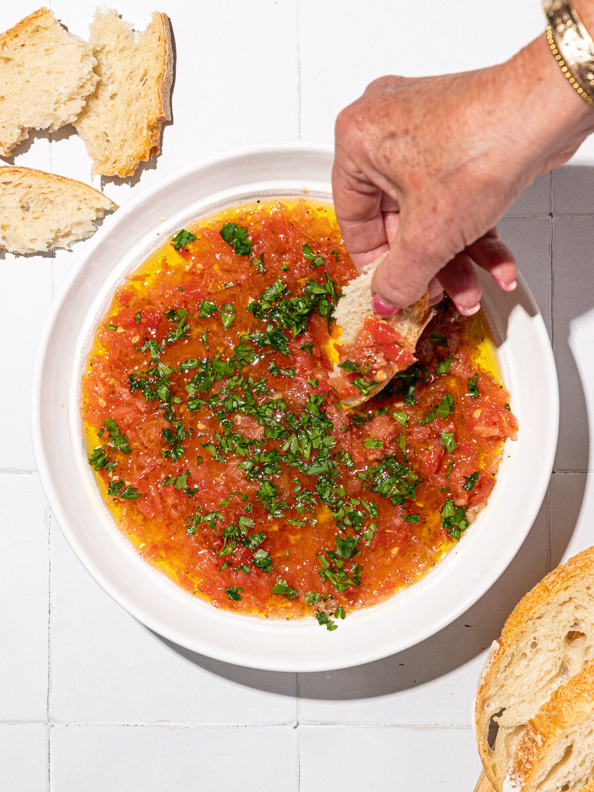 Olive Oil, Fresh Garlic and Tomato Bread Dip