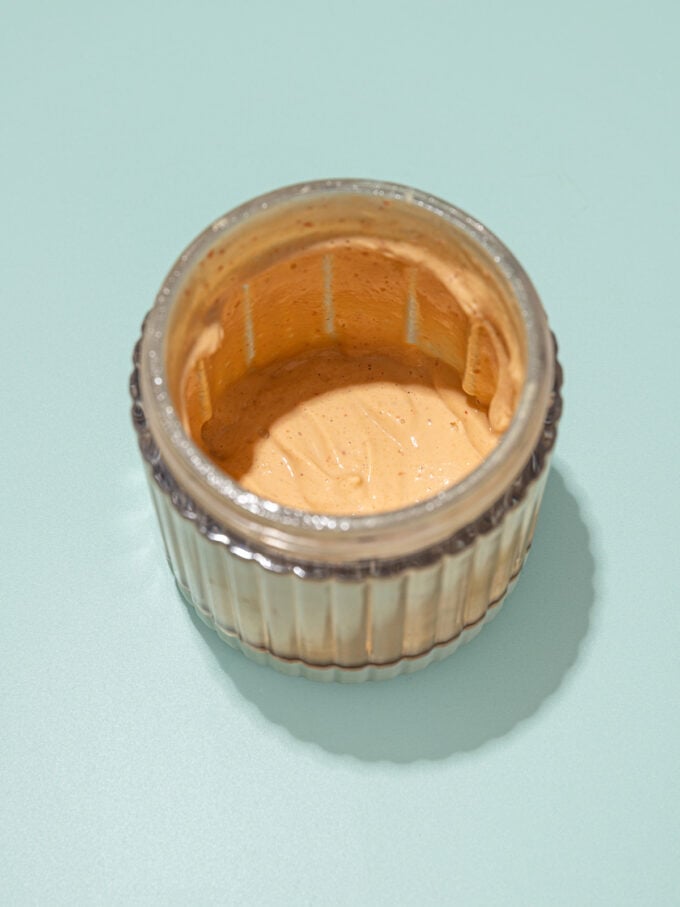 cashew butter salad dressing in blender jar